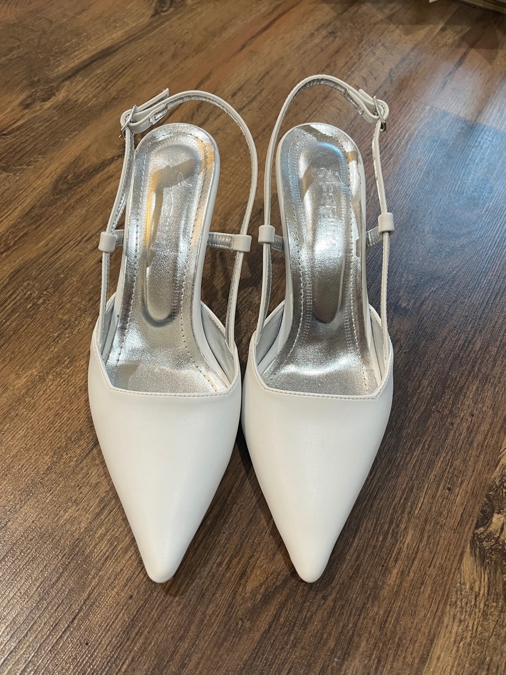 White Pointed Slingback Heels - Elegant Women's Dress Shoes